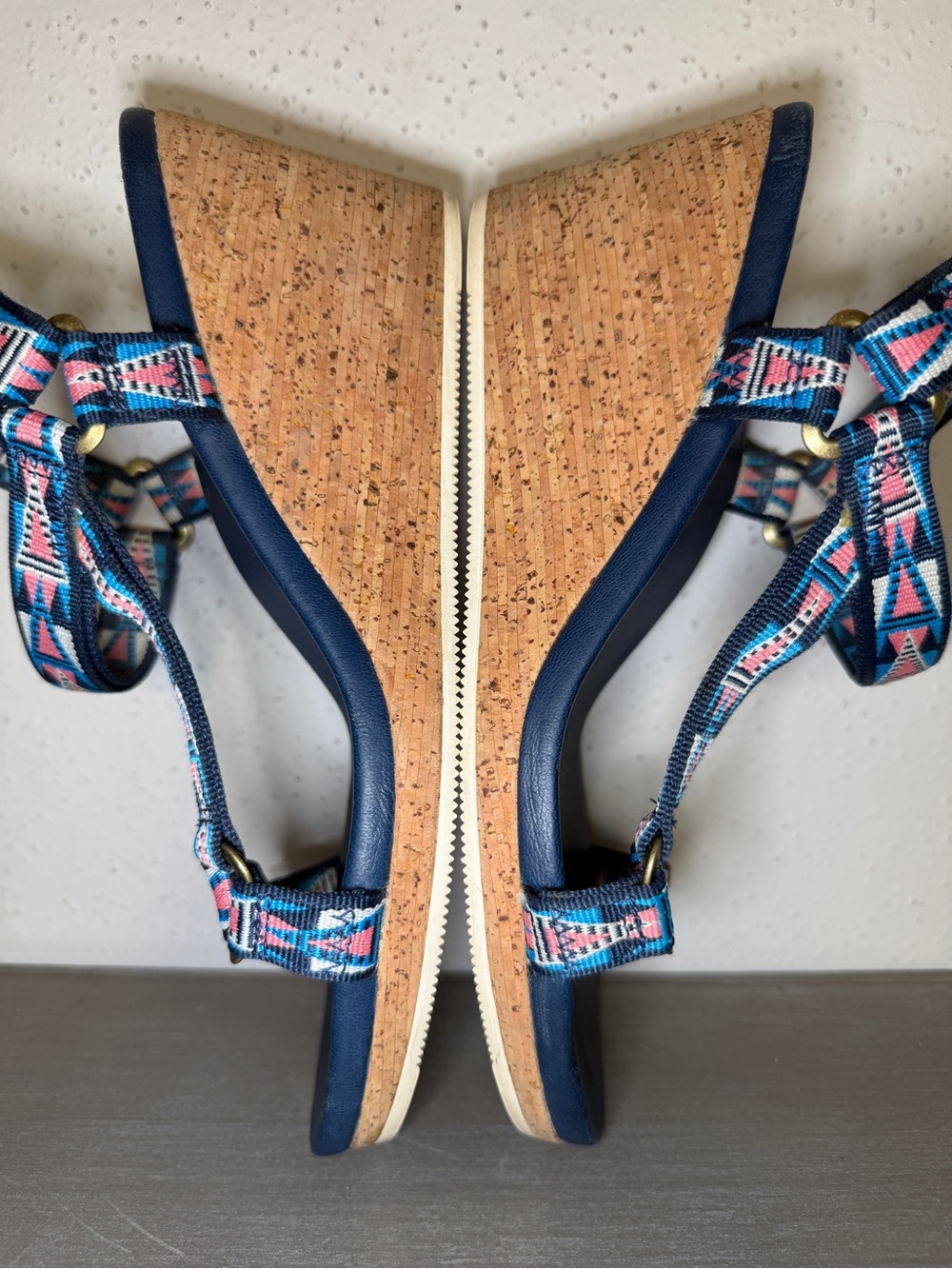 Teva Arrabelle Mosaic Leather Wedge Heel Sandals Blue Women's Size US 9 - Picture 6 of 10
